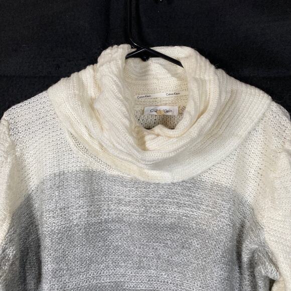 Calvin Klein Womens Sweater Multicolored Ombre Cowl Neck Mohair Wool Blend M - Picture 2 of 11
